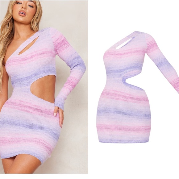 PrettyLittleThing Dresses & Skirts - Elegant Pastel Striped Cut-Out Dress